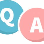 Letters Q and A in speech bubbles
